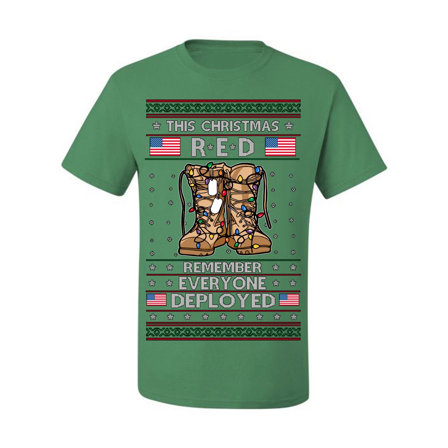 This Christmas RED Remember Everyone Deployed, Pro Military Vet 1st 2nd Amendment Veteran, RED Friday Ugly Christmas Sweater Ugly Christmas Men's T-Shirt