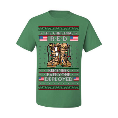 This Christmas RED Remember Everyone Deployed, Pro Military Vet 1st 2nd Amendment Veteran, RED Friday Ugly Christmas Sweater Ugly Christmas Men's T-Shirt