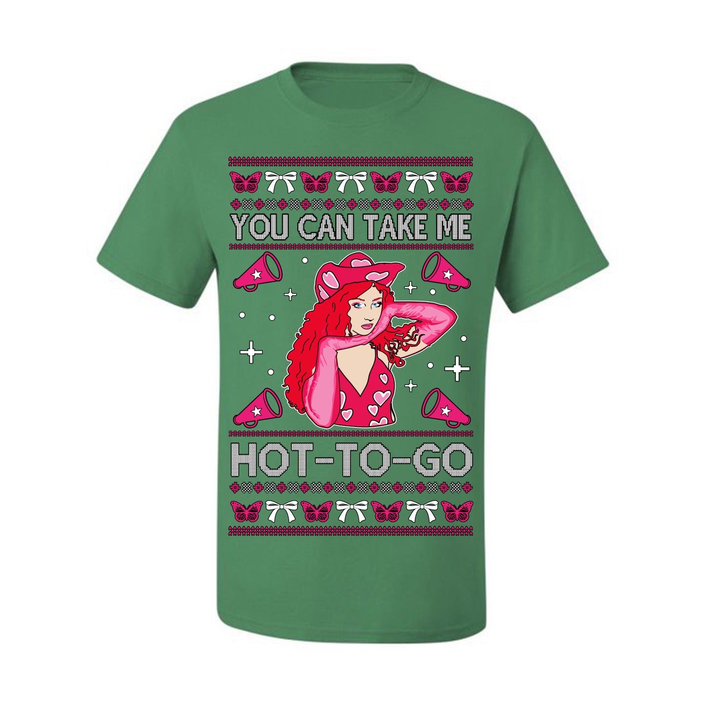 You Can Take Me Hot to Go, Viral Midwest Princess Song Dance Pop Star Concert Tour Merch, Ugly Christmas Sweater Ugly Christmas Men's T-Shirt