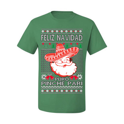 Feliz Navidad Puro Pinche Pari, Funny Spanish Song Latin Pop Music Lyrics, Ugly Christmas Sweater Ugly Christmas Men's T-Shirt