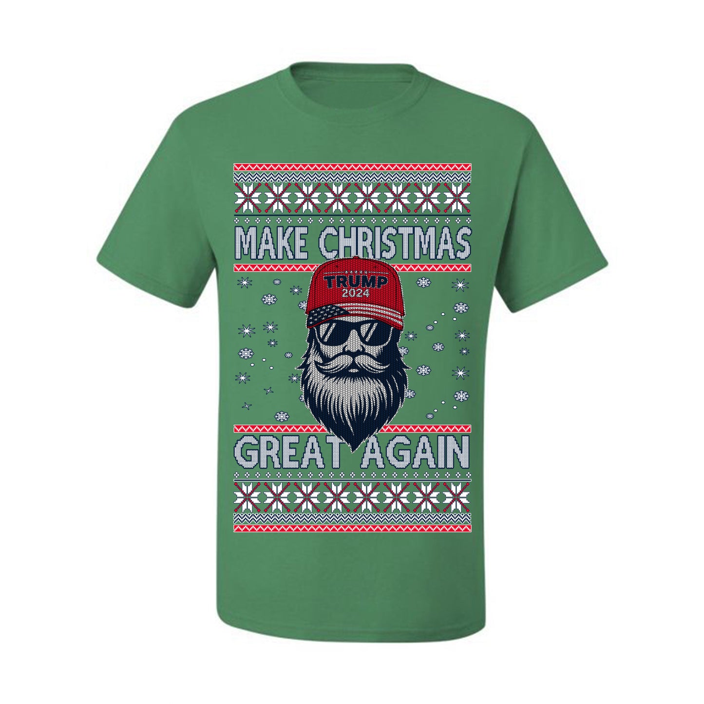Make Christmas Great Again Trump Santa Claus 2024 MAGA,  Donald Trump JD Vance GOP Republican, Ugly Christmas Sweater Crewneck Sweatshirt Ugly Christmas Men's T-Shirt