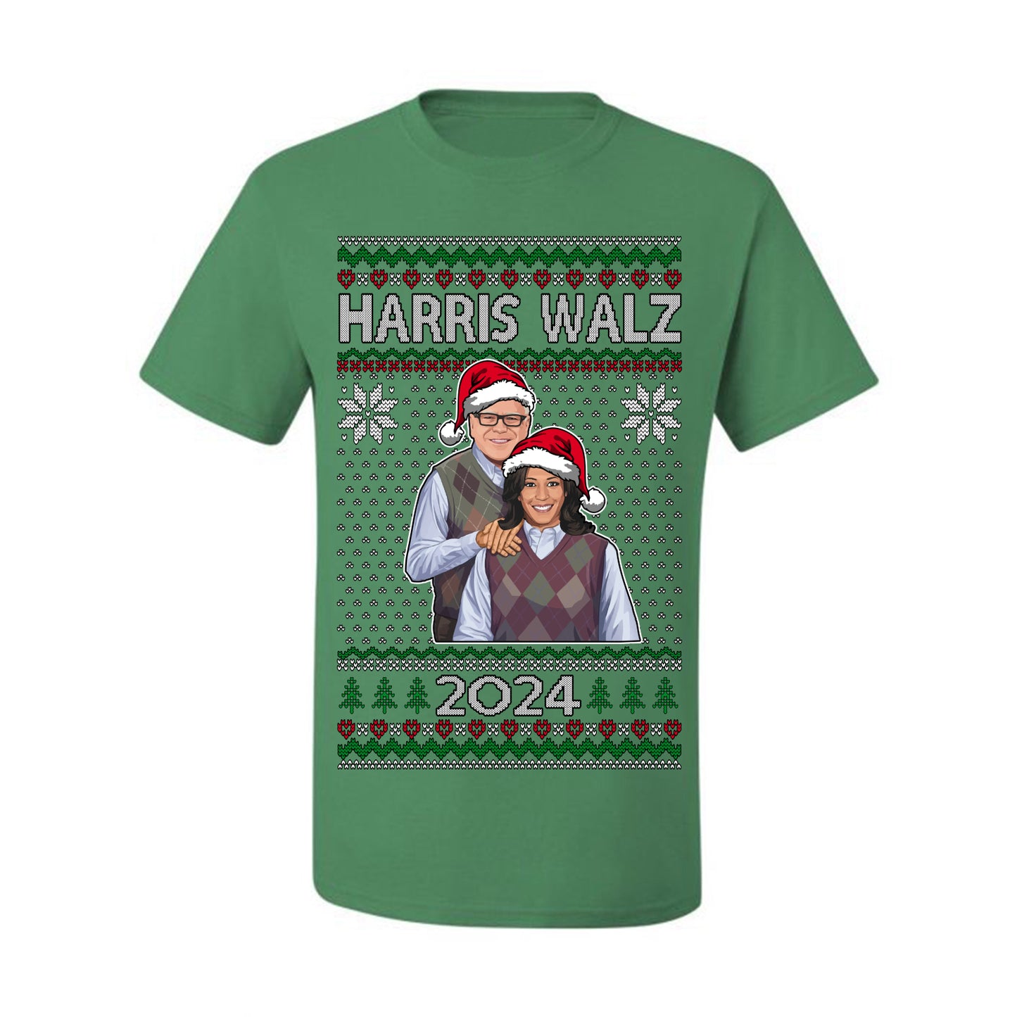 Kamala Harris Tim Walz 2024 Classic Movie Poster, Democrat Political Xmas Ugly Christmas Sweater Crewneck Sweatshirt Ugly Christmas Men's T-Shirt