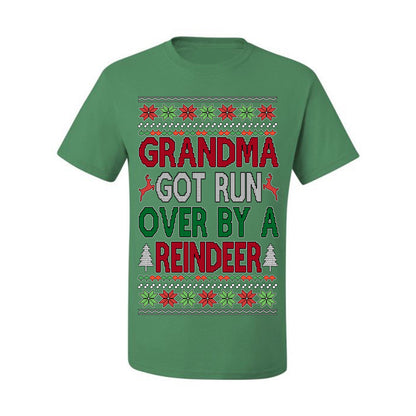 Grandma Got Ran Over by a Reindeer | Classic Xmas Song Holiday Movie Quote, Ugly Christmas Sweater Crewneck Sweatshirt Ugly Christmas Men's T-Shirt