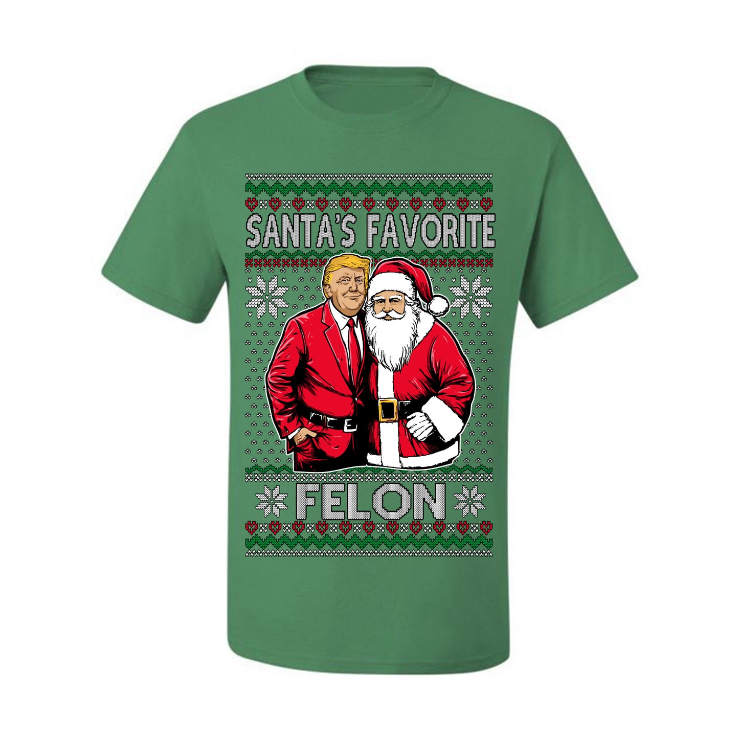 Santa's Favorite Felo,n Funny Donald Trump JD Vance 2024 MAGA Make America Great Again Xmas Santa Claus Funny Sweaters Gift Merch for Republicans, Ugly Christmas Sweater Ugly Christmas Men's T-Shirt