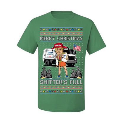 Donald Trump Merry Christmas Shitter's Full, Cousin Eddie Christmas Vacation Garbage for Trump Funny Viral Meme, Ugly Christmas Sweater Ugly Christmas Men's T-Shirt