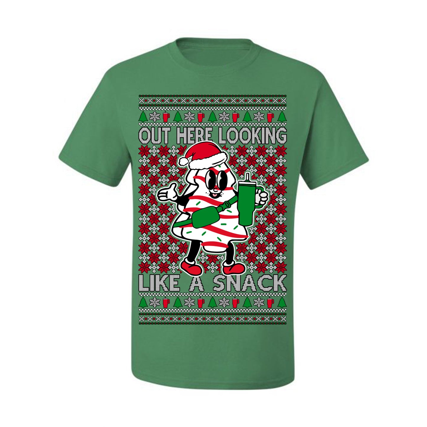 Out Here Looking Like a Snack, Funny Cute White Chocolate Sprinkles Holiday Trendy Millennial Christmas Cookie Ugly Christmas Sweater Ugly Christmas Men's T-Shirt