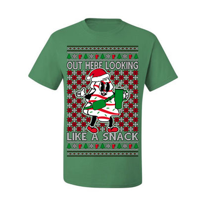 Out Here Looking Like a Snack, Funny Cute White Chocolate Sprinkles Holiday Trendy Millennial Christmas Cookie Ugly Christmas Sweater Ugly Christmas Men's T-Shirt