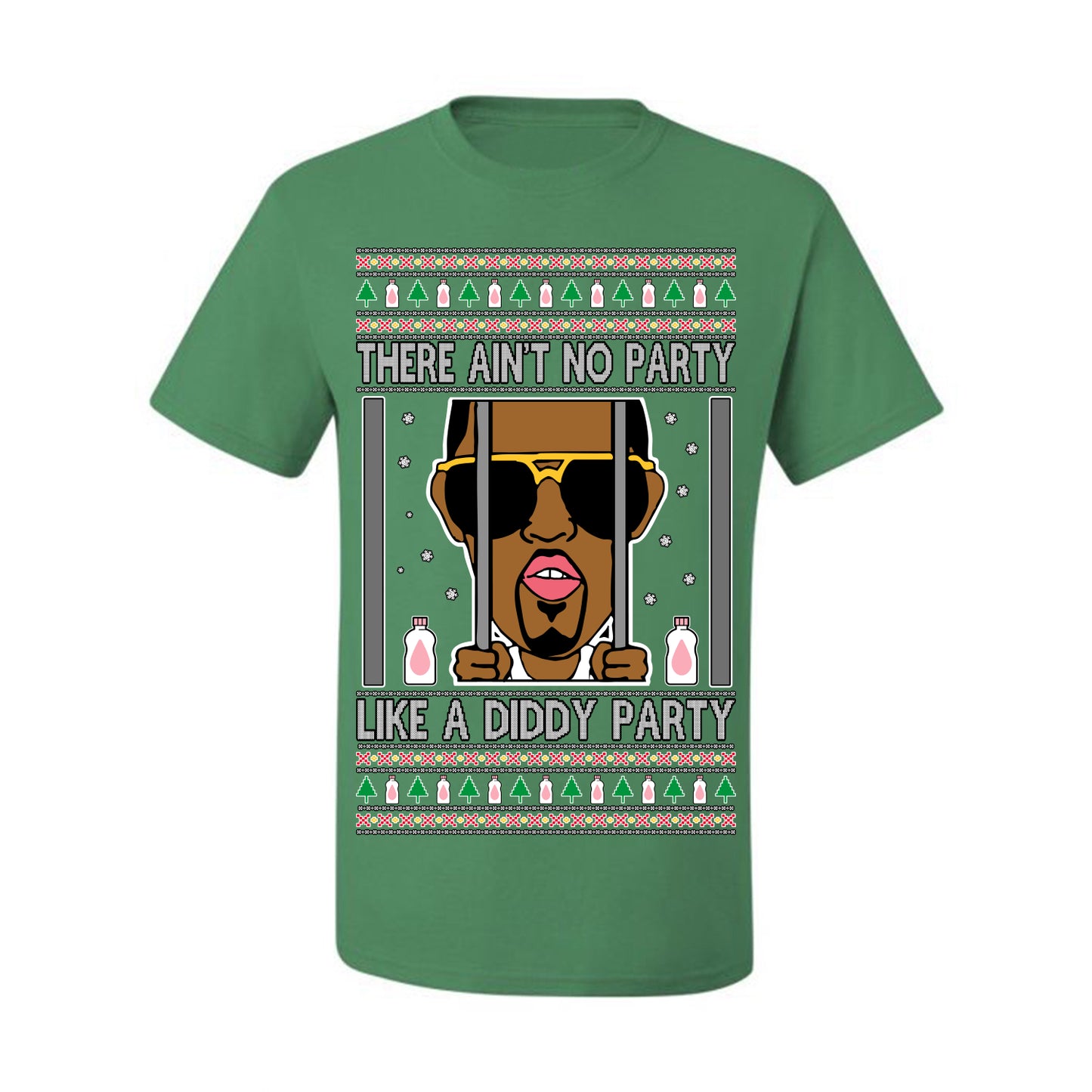 There Ain't No Party Like a Diddy Party, Viral Meme Trendy Baby Oil Crazy Parties Funny Classic Ugly Christmas Sweater Ugly Christmas Men's T-Shirt