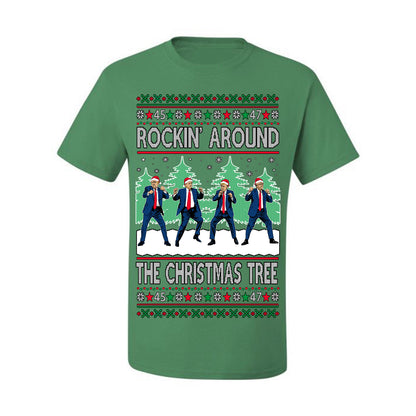 Rocking Around the Christmas Tree Trump Shimmy Dance Ugly Christmas Sweater Ugly Christmas Men's T-Shirt