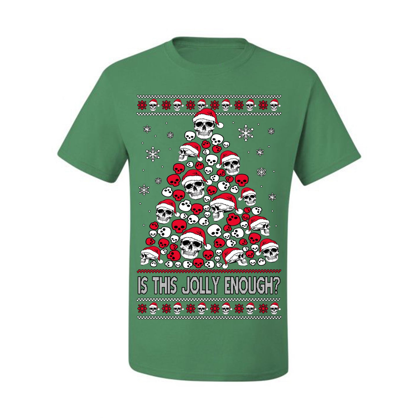Is This Jolly Enough? Skeleton Halloween Xmas Skull Christmas Tree Ugly Christmas Sweater Ugly Christmas Men's T-Shirt