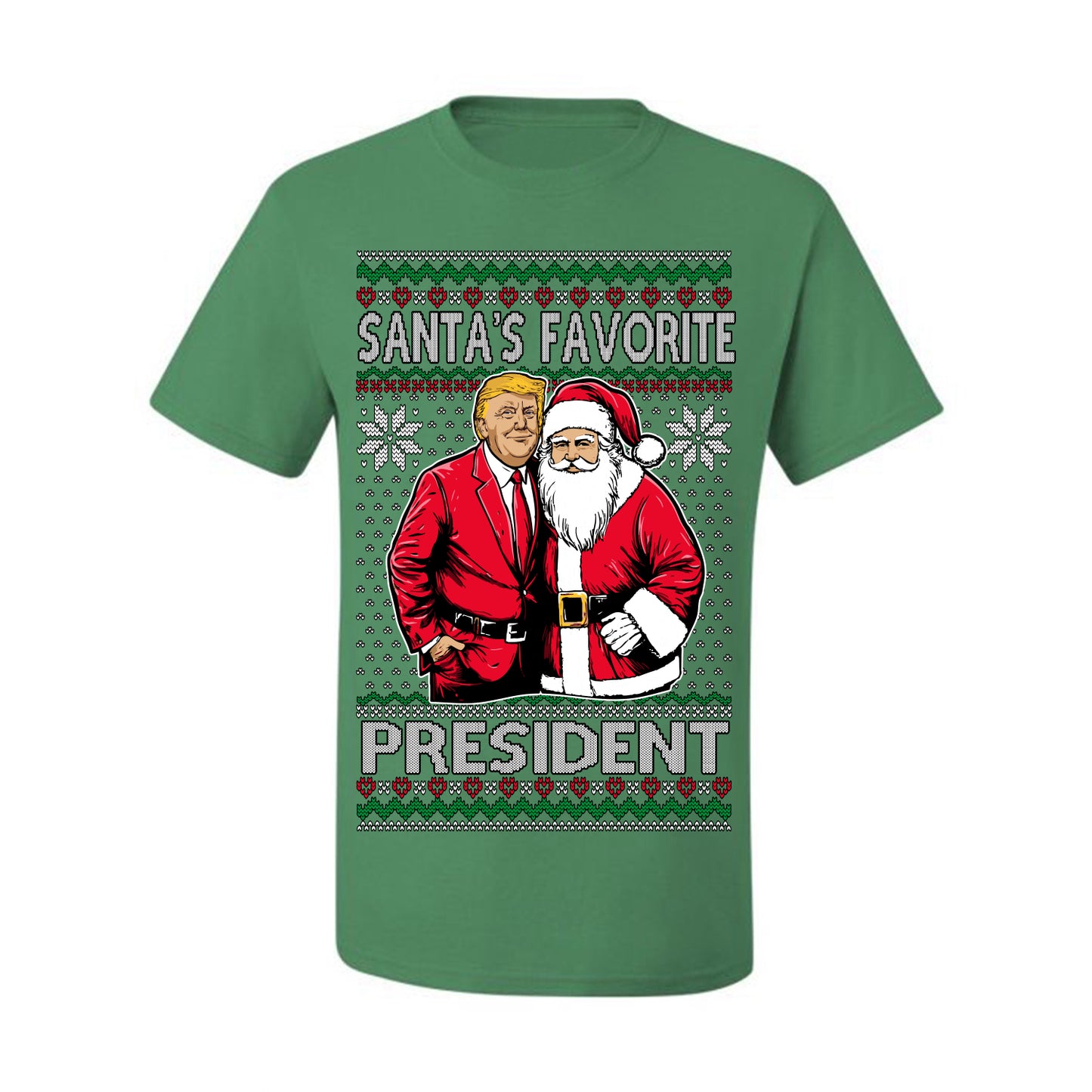 Santa's Favorite President Red Suit Trump, 47th USA President of the United States, Gift for Republicans Conservatives Ugly Christmas Sweater Ugly Christmas Men's T-Shirt