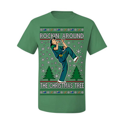 Rockin Around the Christmas Tree Raygun Viral Meme Australian AUS, Sports Australia Breakdancer Ray Gun Funny Ugly Christmas Sweater Ugly Christmas Men's T-Shirt