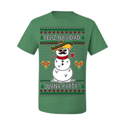 Feliz Navidad Juana Party? Funny Spanish Drinking Sueter Cerveza Ropa en Espanol Ugly Christmas Sweater Ugly Christmas Men's T-Shirt