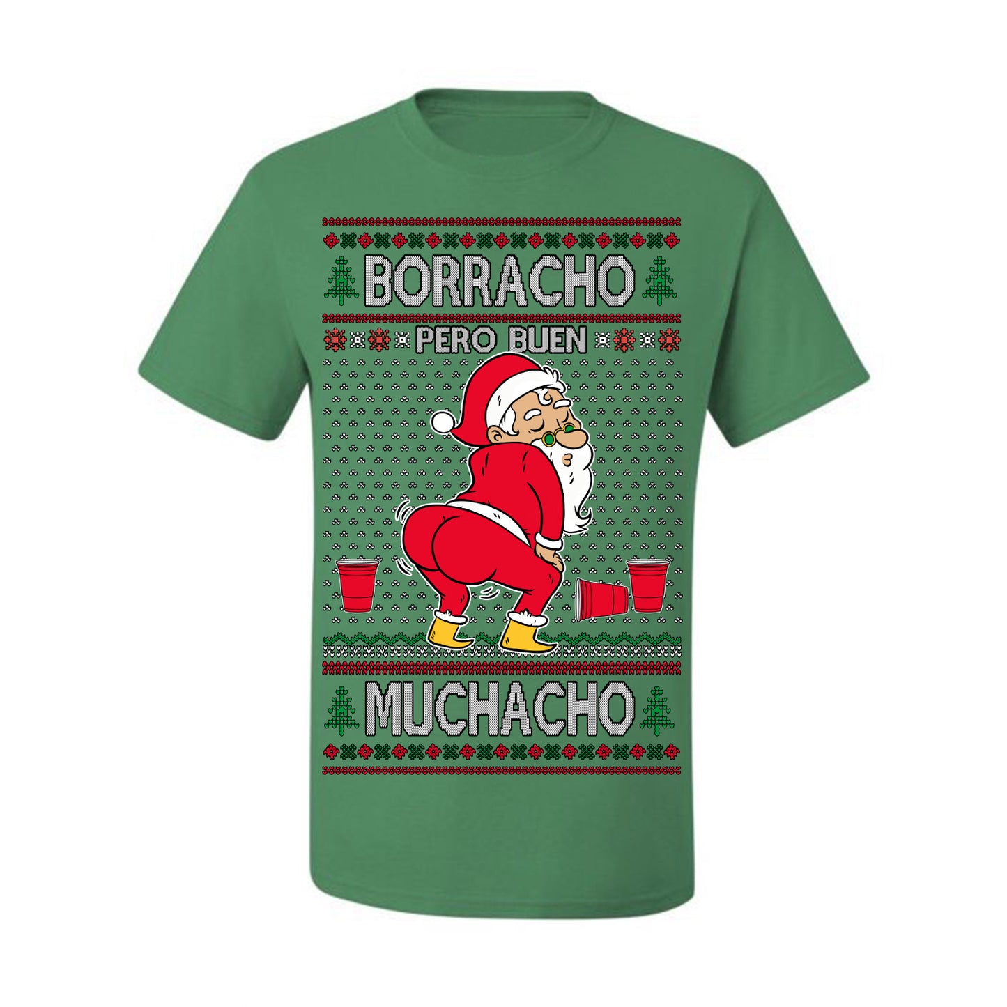 Borracho Pero Buen Muchacho Bebida Alcohol Drunk But a Good Boy, Espanol Ropa Sueter Navideno Cerveza, Funny Ugly Christmas Sweater Ugly Christmas Men's T-Shirt