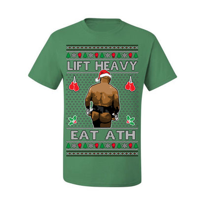 Lift Heavy Eat Ath Merry Chrithmith, Mike Tyson Butt Viral Weightlifting Lifting Boxing Fight Meme Men Women Funny Ugly Christmas Sweater Ugly Christmas Men's T-Shirt