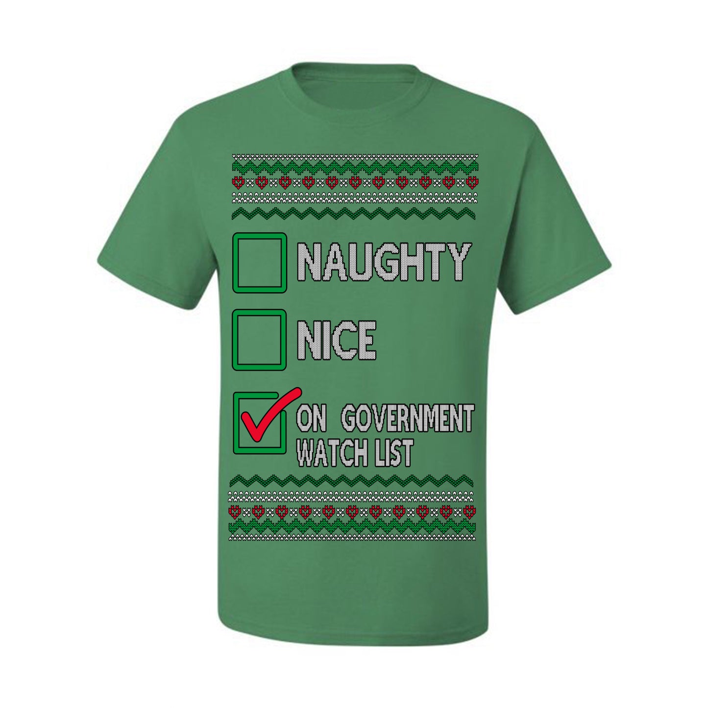 Naughty Nice On Government Watchlist Funny Sarcasm Ugly Christmas Sweater Ugly Christmas Unisex Shirts