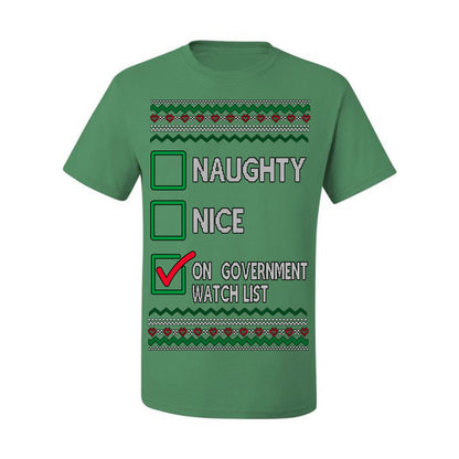 Naughty Nice On Government Watchlist Funny Sarcasm Ugly Christmas Sweater Ugly Christmas Unisex Shirts