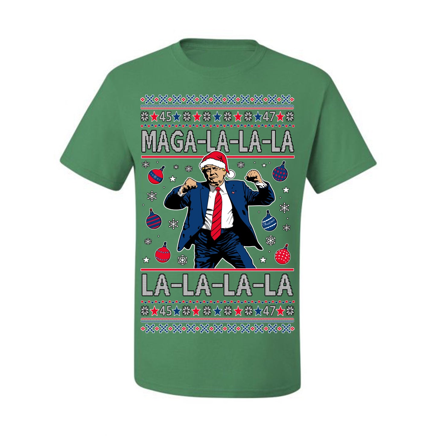 Maga La La La, Funny Xmas Santa Donald Trump Viral Shimmy Dance Classic Christmas Carol Song, Ugly Christmas Sweater Ugly Christmas Men's T-Shirt
