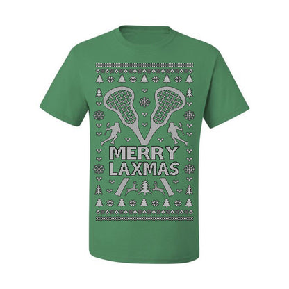 Merry Laxmas Funny Lacrosse Sports LAX, Teen Sport Player Boys Girls Adult Pun Ugly Christmas Sweater Ugly Christmas Men's T-Shirt