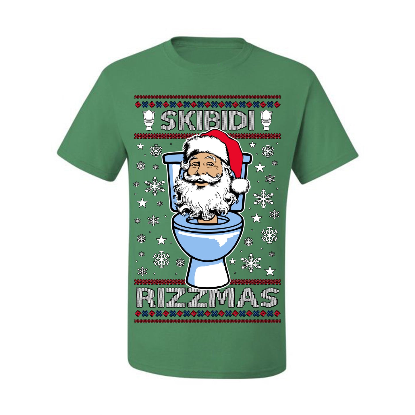 Skibidi Rizzmas Funny Toilet Video Viral Brain Rot Meme, Gen Z Alpha Slang Brainrot Memes Ugly Christmas Sweater Ugly Christmas Men's T-Shirt
