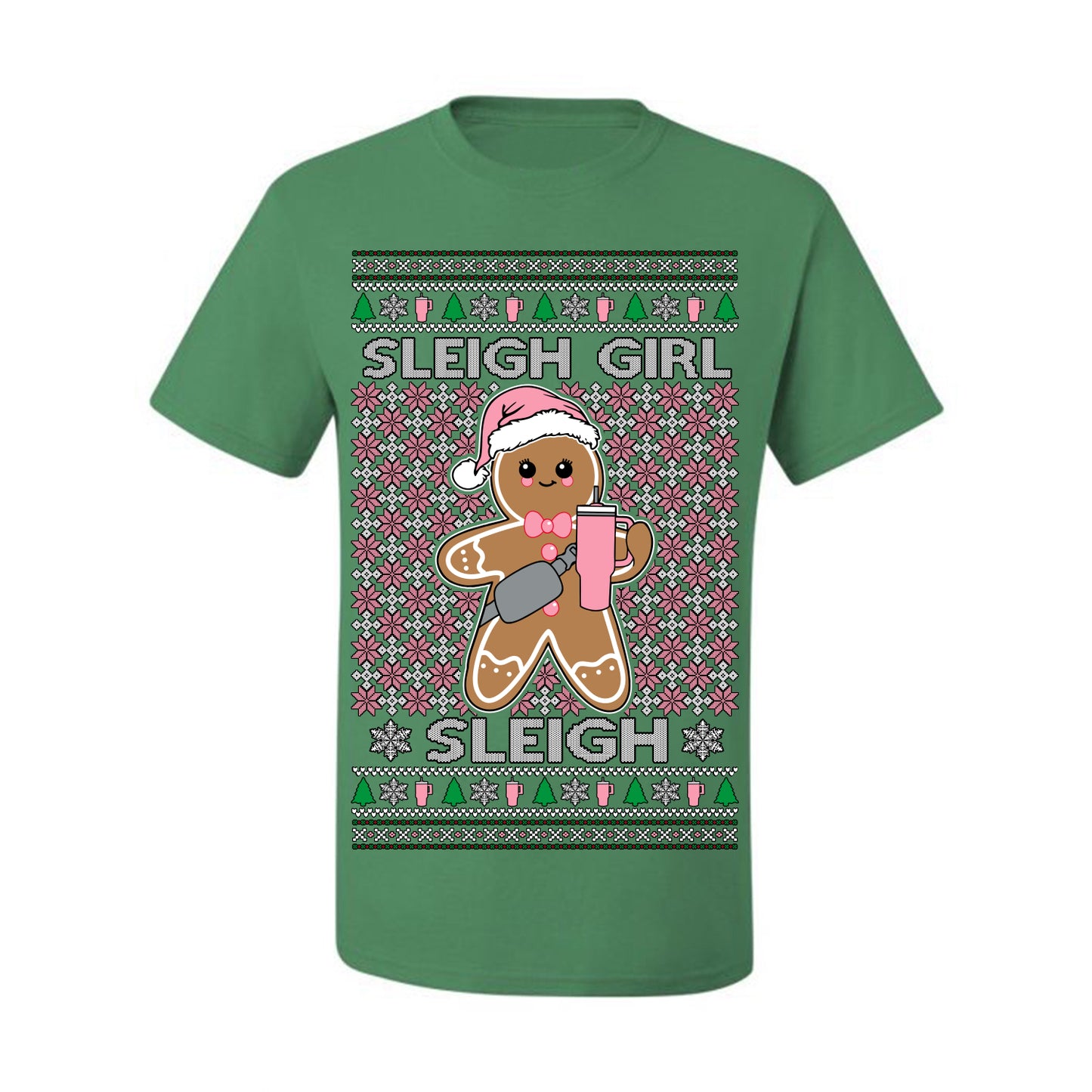 Sleigh Girl Sleigh Funny Trendy Pop Girly Sling Bag Coffee Cup Ugly Christmas Sweater Ugly Christmas Men's T-Shirt