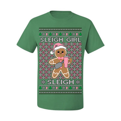 Sleigh Girl Sleigh Funny Trendy Pop Girly Sling Bag Coffee Cup Ugly Christmas Sweater Ugly Christmas Men's T-Shirt