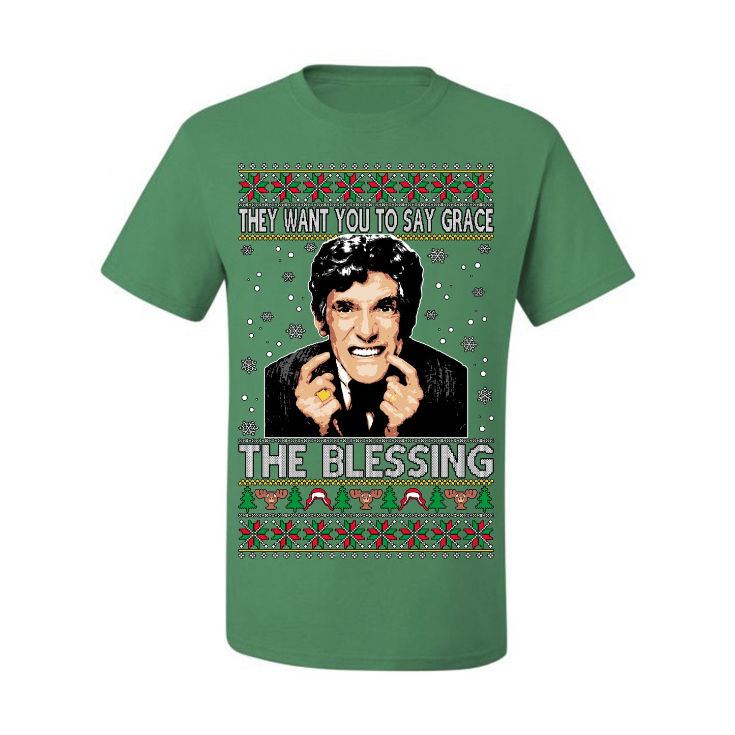 They Want You to Say Grace The Blessing, Fiunny Uncle Louis Classic Holiday 80s Xmas Movies Ugly Christmas Sweater Ugly Christmas Men's T-Shirt