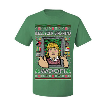 Buzz Your Girlfriend Woof, Funny 90s Chicago Xmas Movie Alone Kevin, Ugly Christmas Sweater Ugly Christmas Men's T-Shirt
