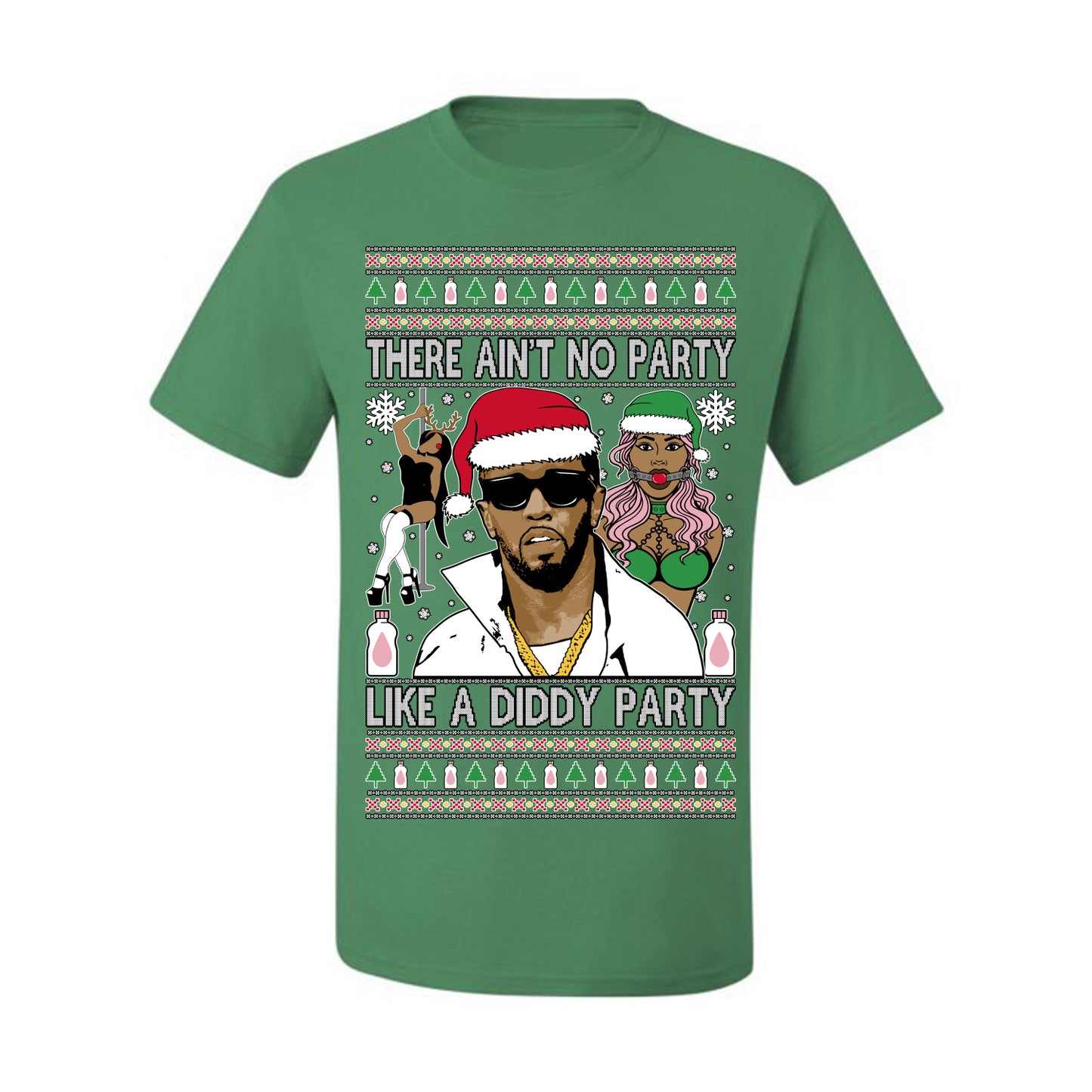 There Ain't No Party Like a Diddy Party, Funny Crazy Party Viral Music Baby Oil Diddler Meme, Ugly Christmas Sweater Ugly Christmas Men's T-Shirt