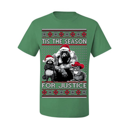 Tis the Season For Justice, RIP Harambe Peanut the Squirrel Fred Raccoon Viral Save our Pets Meme, Ugly Christmas Sweater Ugly Christmas Men's T-Shirt