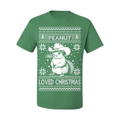 Peanut Loved Christmas, Funny Viral NYC New York Squirrel Meme Trending Save Our Pets Memes, Ugly Christmas Sweater Ugly Christmas Men's T-Shirt