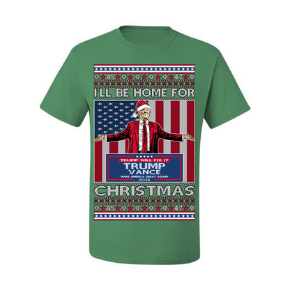 I'll Be Home for Christmas USA Trump 2024, MAGA Make America Great Again Santa Speech Ugly Christmas Sweater Ugly Christmas Men's T-Shirt