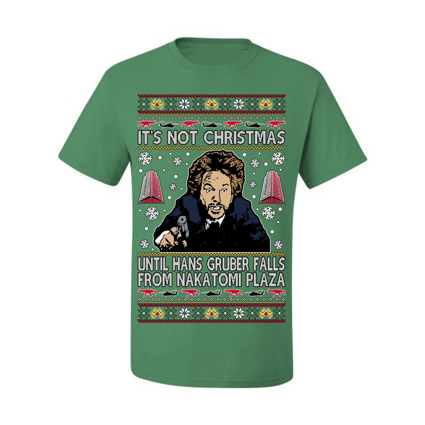 It's Not Christmas Until Hans Gruber Falls From Nakatomi Plaza Color, Classic Xmas Movie McClane, Ugly Christmas Sweater Ugly Christmas Men's T-Shirt