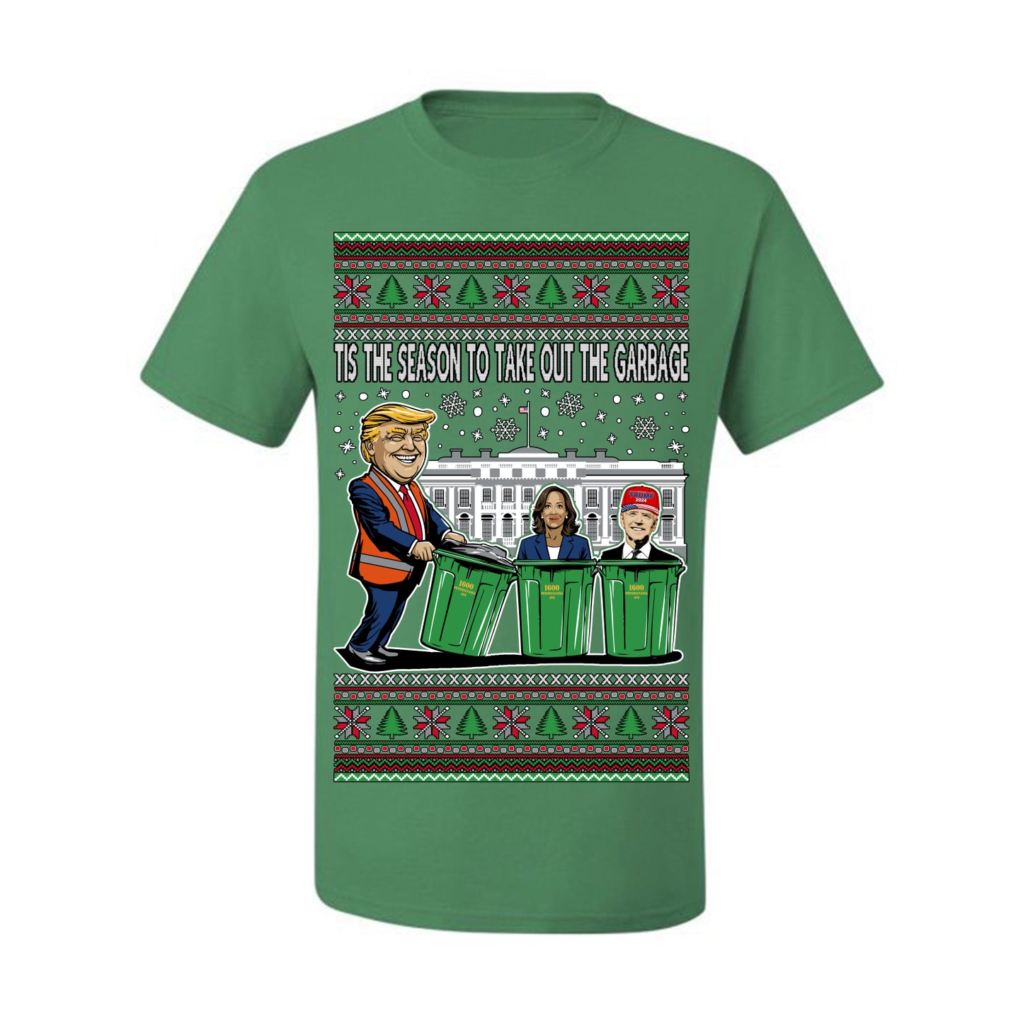 Tis the Season to Take Out the Garbage President Trump, 47th USA President of the United States, Gift for Republicans Conservatives Ugly Christmas Sweater Ugly Christmas Men's T-Shirt