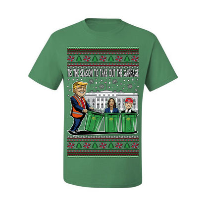 Tis the Season to Take Out the Garbage President Trump, 47th USA President of the United States, Gift for Republicans Conservatives Ugly Christmas Sweater Ugly Christmas Men's T-Shirt