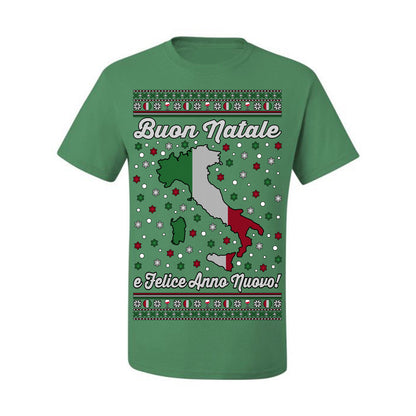 Buon Natale e Felice Anno Nuovo! Merry Christmas and Happy New Year, Funny Classic Italy Peninsula Italian Ugly Christmas Sweater Ugly Christmas Men's T-Shirt