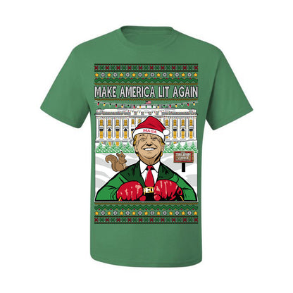 Make America Lit Again Funny Donald Trump JD Vance 2024 White House MAGA, Make America Great Again Sweatshirt Ugly Christmas Sweater Ugly Christmas Men's T-Shirt