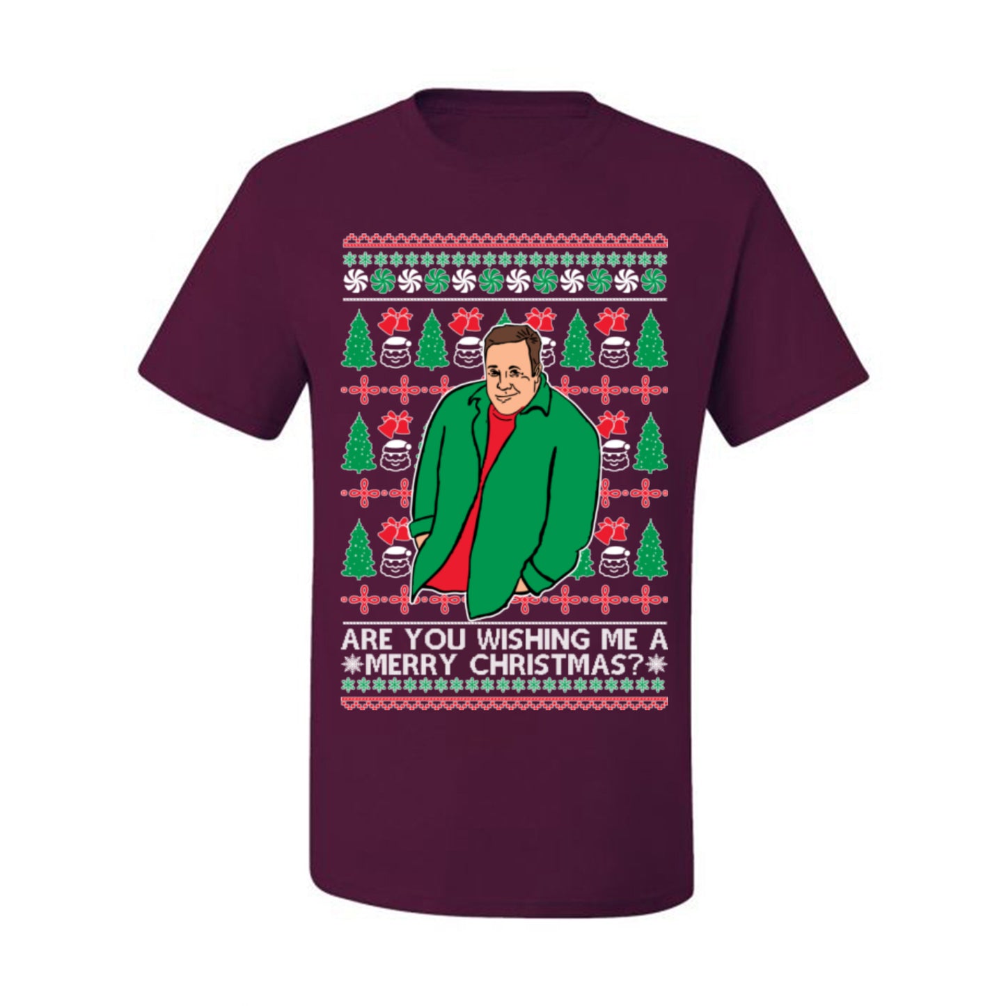 Are You Wishing Me a Merry Christmas? Funny Kevin Viral Shrug Shrugging Actor Meme Ugly Christmas Men's T-Shirt
