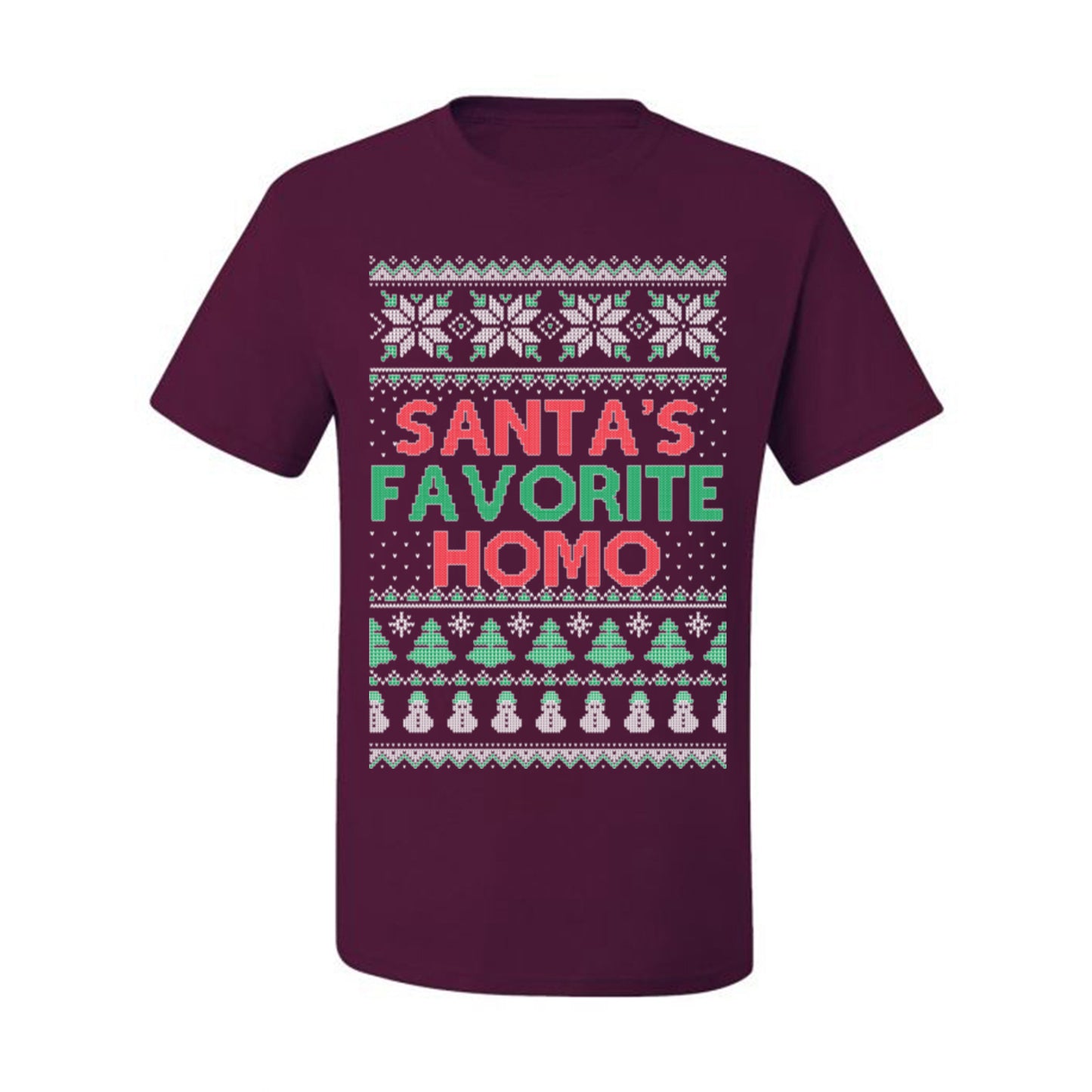 Santa's Favorite Homo, Funny LGBT Pride Grey Greysexual Gay Lesbian Homosexual Bi Bisexual, Ugly Christmas Sweater Ugly Christmas Men's T-Shirt