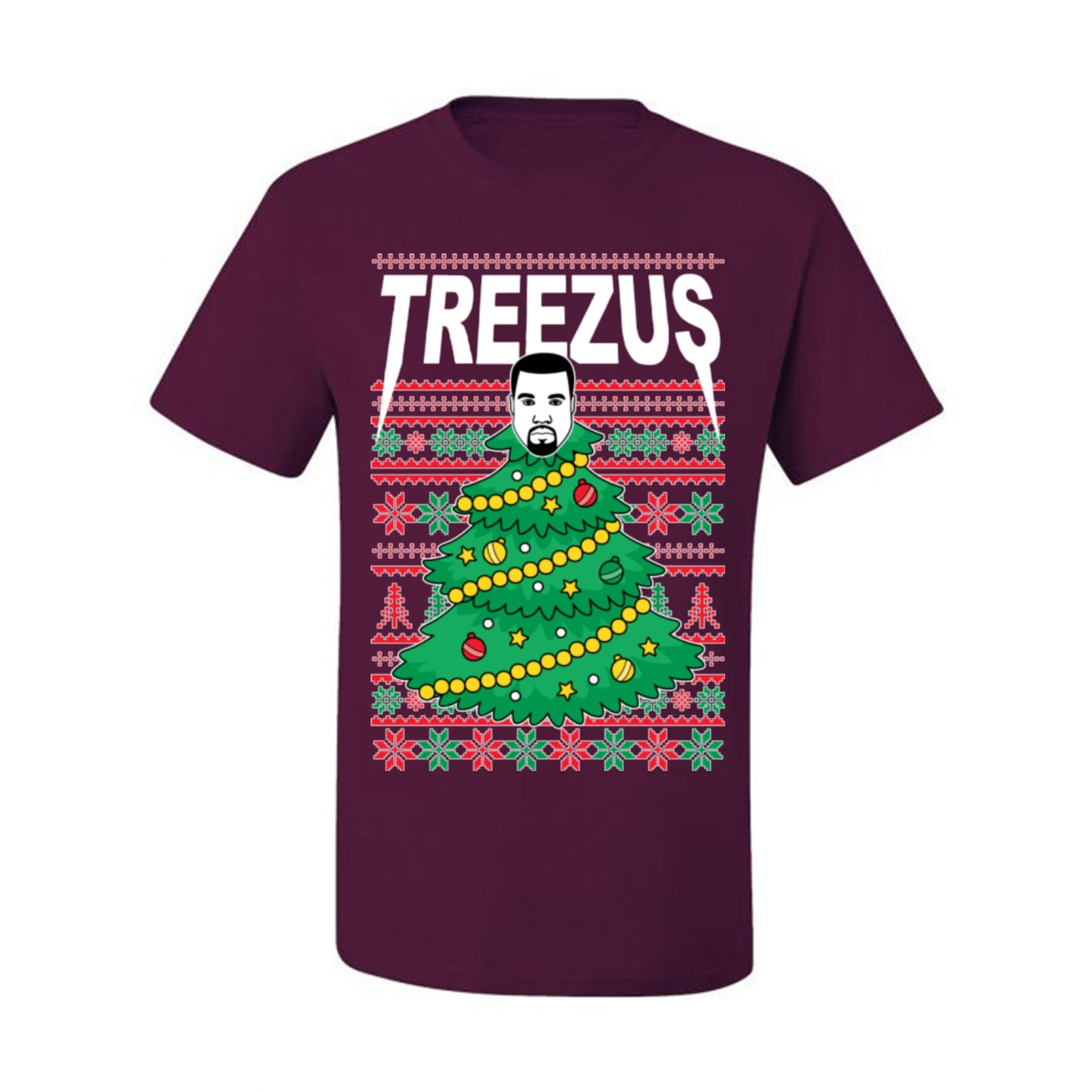 Treezus Funny Xmas Viral Meme Hip Hop Rapper Music Tour Merch, Tree Jesus Pun Joke Ugly Christmas Sweater Ugly Christmas Men's T-Shirt