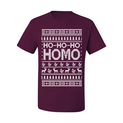 Ho Ho Ho Homo, Funny LGBT Pride Grey Greysexual Gay Lesbian Homosexual Bi Bisexual,  Ugly Christmas Men's T-Shirt