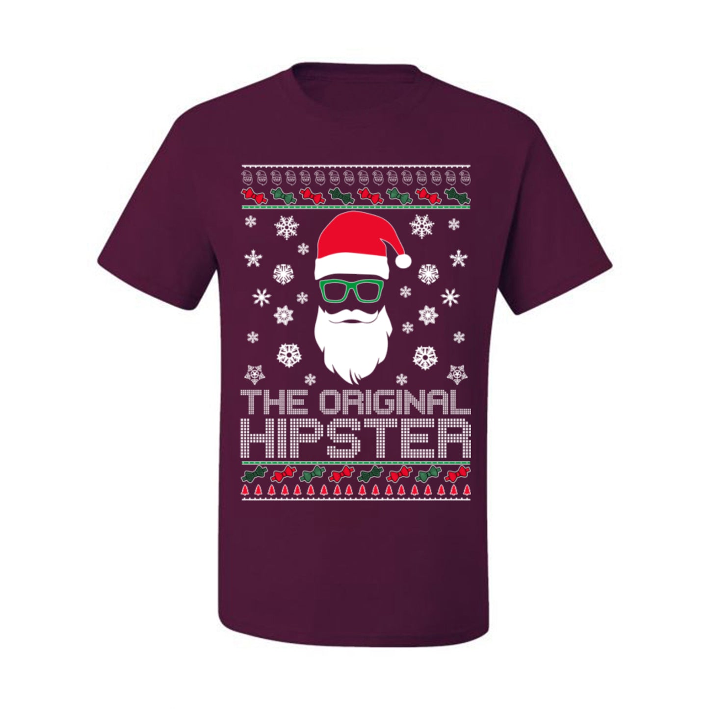 Santa Claus the Original Hipster, Funny IPAs Rim Glasses Hipsters Libs Viral Meme, Ugly Christmas Sweater Ugly Christmas Men's T-Shirt