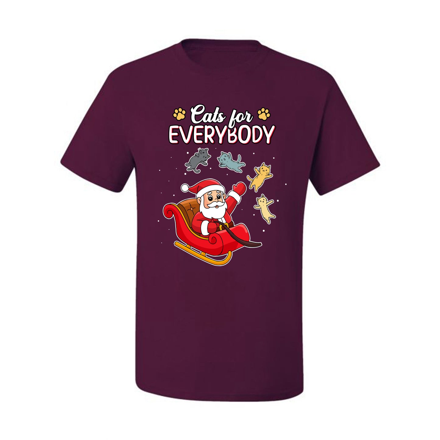 Cats for Everybody, Cute Santa Claus Santa's Sleigh Floating Space Cat  Ugly Christmas Men's T-Shirt