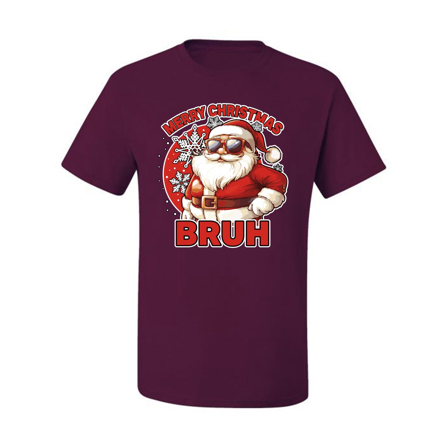 Merry Christmas Bruh | Funny Cool Santa Claus Sunglasses Trendy Hip Viral Meme Ugly Christmas Men's T-Shirt