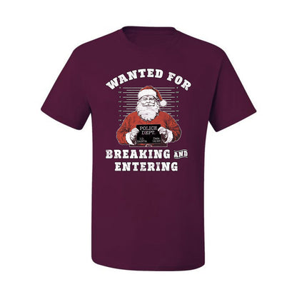 Wanted for Breaking and Entering | Funny Santa Claus Christmas Eve Police Mugshot Ugly Christmas Men's T-Shirt