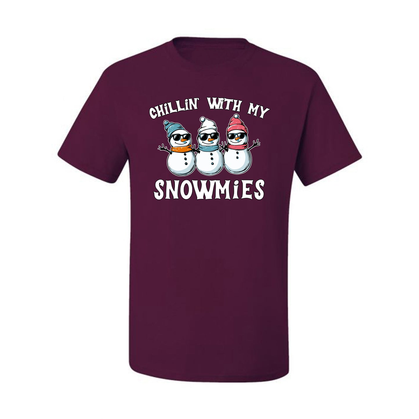 Chillin With My Snowmies, Funny Cute Snow Man Winter Holiday Snowman Homies  Ugly Christmas Men's T-Shirt