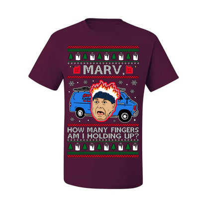 Marv How Many Fingers Am I Holding Up? Funny 90s Chicago Xmas Movie Quote Harry Kevin Fire Plumbing Van Bandits, Ugly Christmas Sweater Ugly Christmas Men's T-Shirt