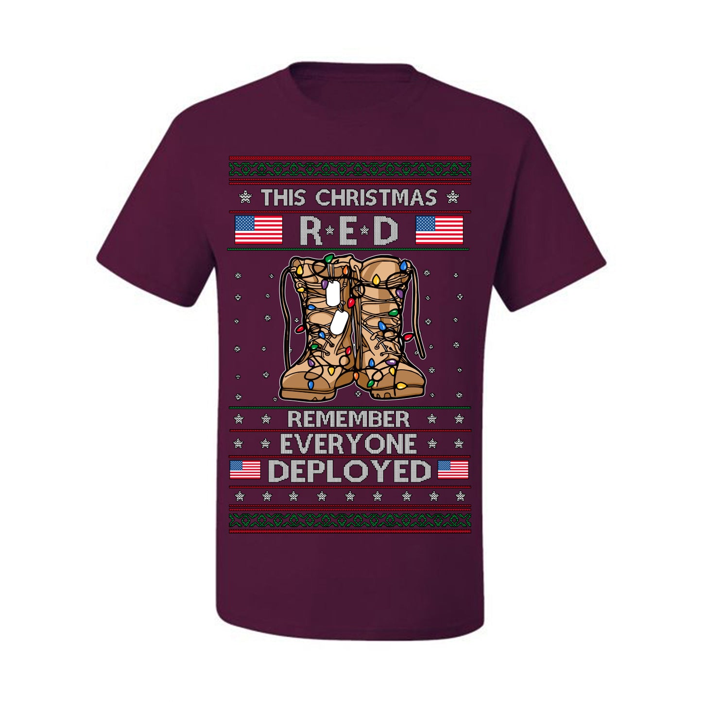 This Christmas RED Remember Everyone Deployed, Pro Military Vet 1st 2nd Amendment Veteran, RED Friday Ugly Christmas Sweater Ugly Christmas Men's T-Shirt