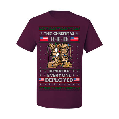 This Christmas RED Remember Everyone Deployed, Pro Military Vet 1st 2nd Amendment Veteran, RED Friday Ugly Christmas Sweater Ugly Christmas Men's T-Shirt