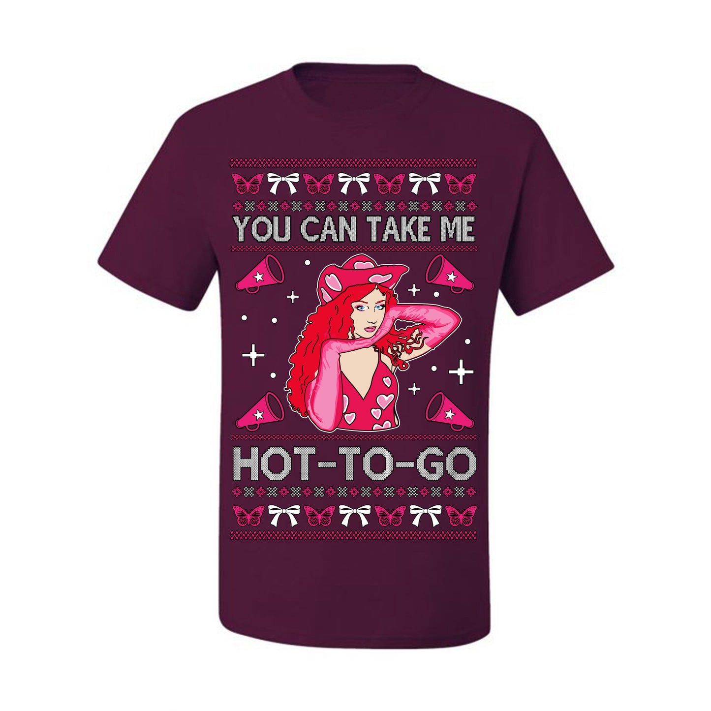 You Can Take Me Hot to Go, Viral Midwest Princess Song Dance Pop Star Concert Tour Merch, Ugly Christmas Sweater Ugly Christmas Men's T-Shirt